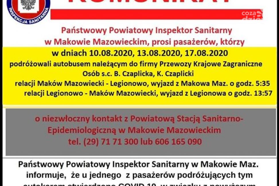 Makowski sanepid poszukuje pasażerów autobusu