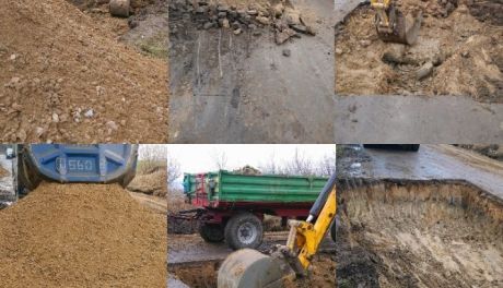 W Gołyminie-Ośrodku ciężarówki zniszczyły drogę