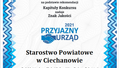 Starostwo Powiatowe w Ciechanowie laureatem prestiżowego konkursu!