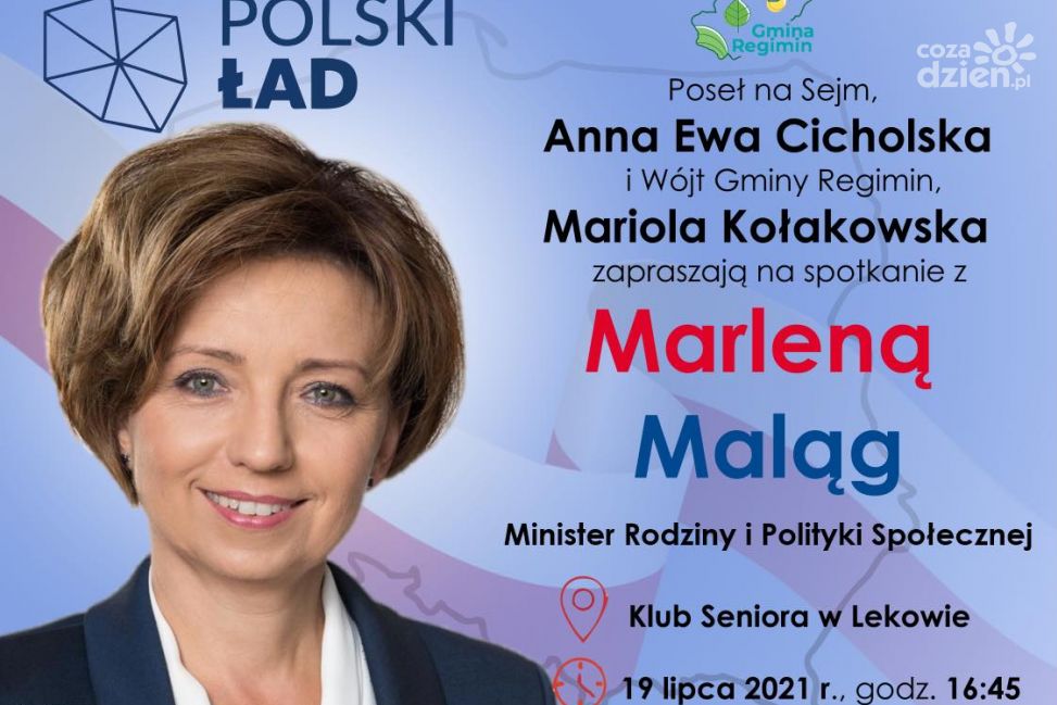 Minister Marlena Maląg przyjedzie do Lekowa, spotkanie w Klubie Seniora