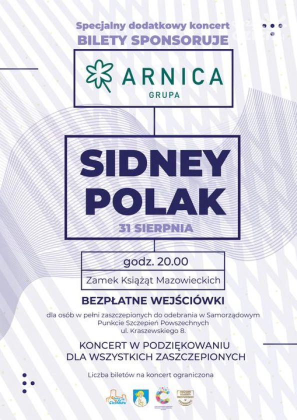 SINDEY POLAK zagra w Ciechanowie jedynie dla zaszczepionych?