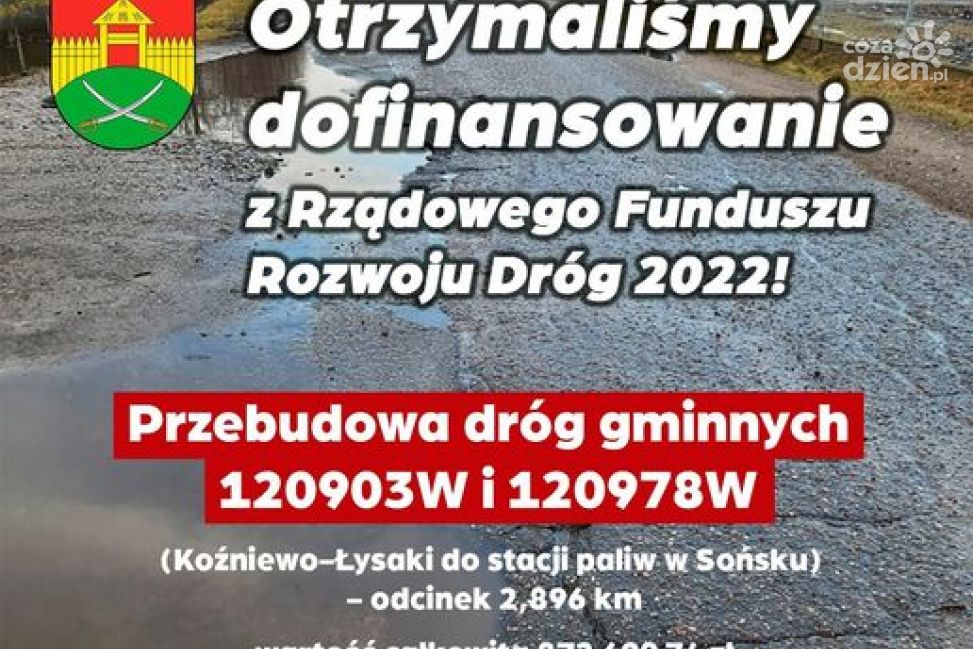 Znalazły się pieniądze na przebudowę dróg w Gminie Sońsk