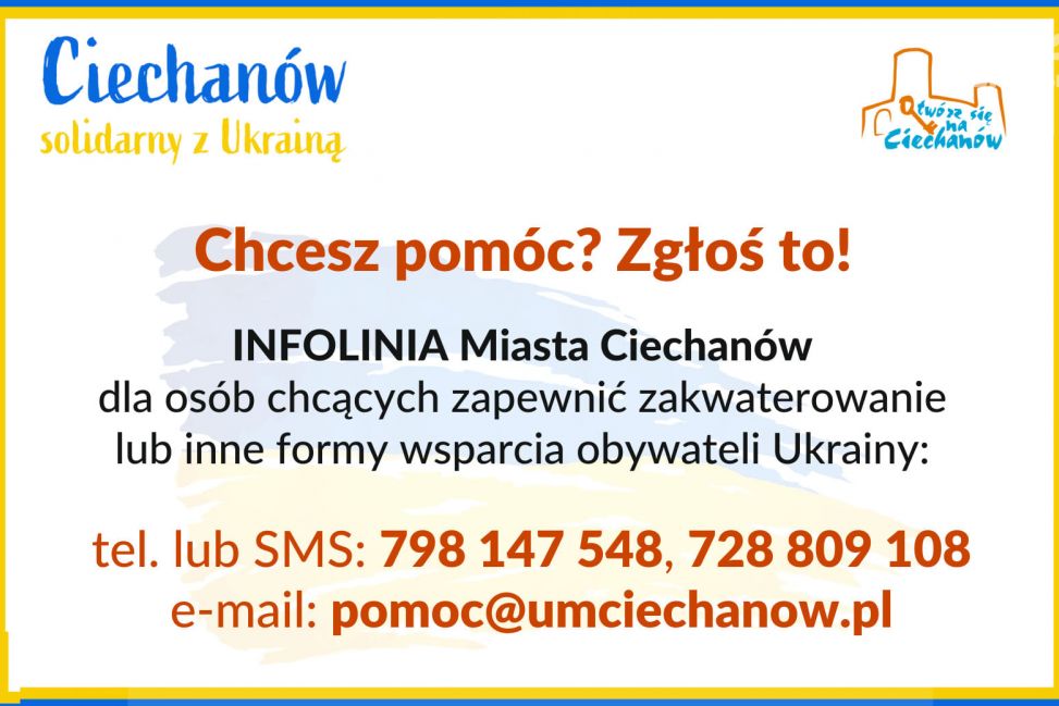 Ciechanów uruchomił infolinię - Chcesz pomóc? Zgłoś to! 