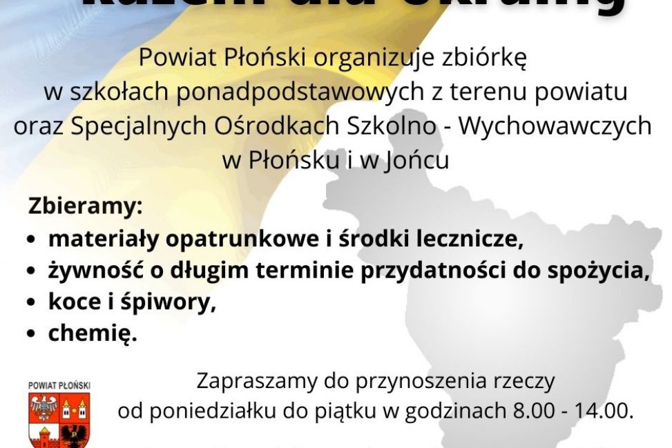 W materialną pomoc Ukrainie włączył się Powiat Płoński