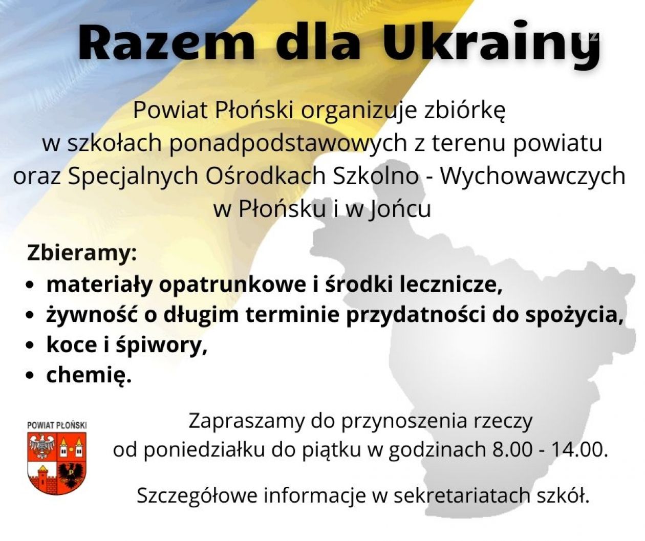 W materialną pomoc Ukrainie włączył się Powiat Płoński