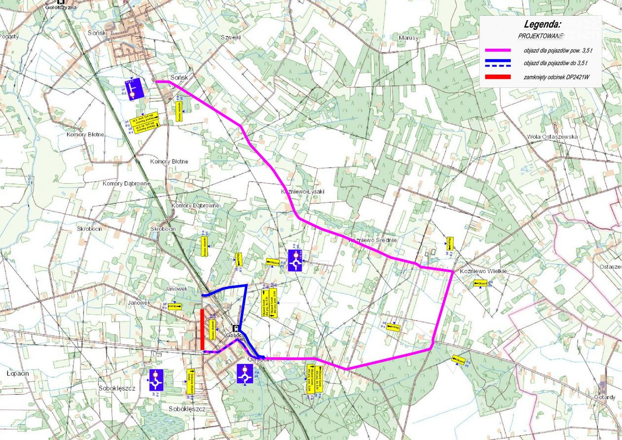 Droga powiatowa przecinająca Gąsocin będzie nieprzejezdna przez dwa dni. Całą jej szerokością będzie kładziona nawierzchnia