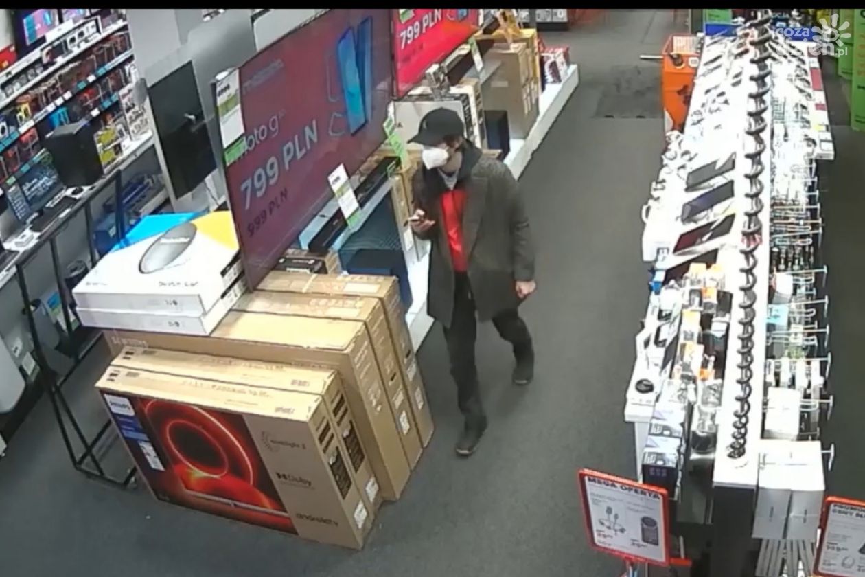 Postać złodzieja w sklepie RTV uchwyciły kamery monitoringu. Być może ktoś go rozpozna
