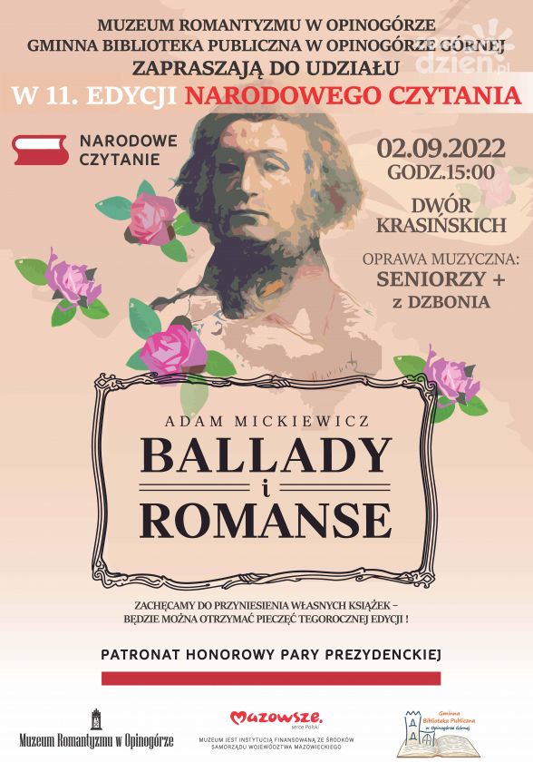 Narodowe czytanie w Muzeum Romantyzmu odbędzie się 2 września