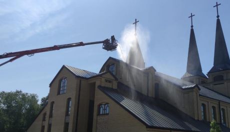 Ciechanowscy strażacy ćwiczyli gaszenie kościoła
