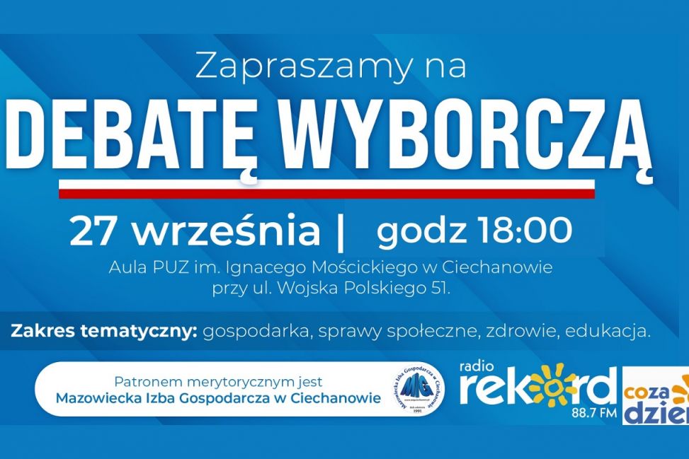 Transmisja Debaty Wyborczej kandydatów do Sejmu RP, z okręgu 16 (ciechanowsko - płockiego)