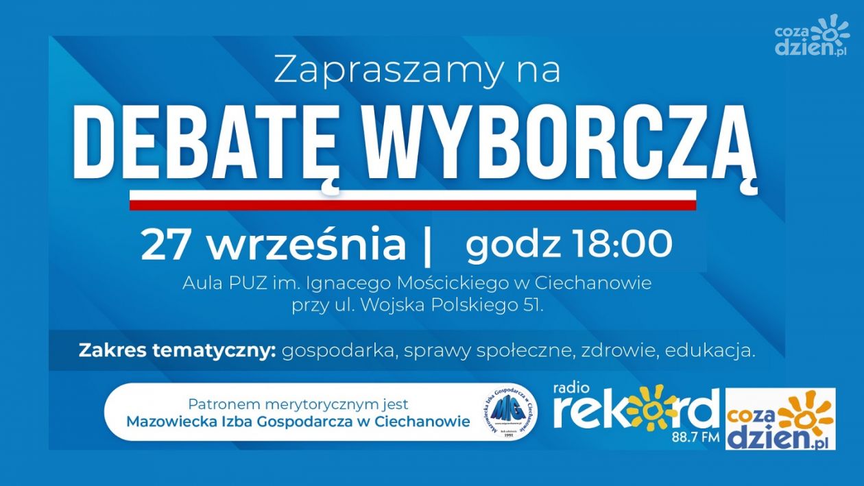 Transmisja Debaty Wyborczej kandydatów do Sejmu RP, z okręgu 16 (ciechanowsko - płockiego)