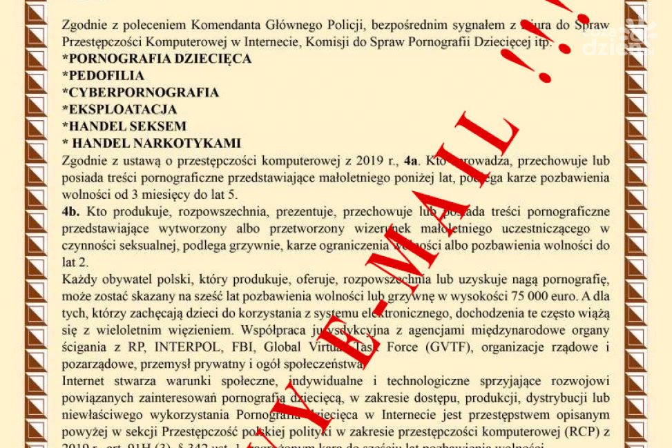 Ostrzeżenie przed nową falą cyberprzestępczości: Fałszywe wiadomości od Komendanta Głównego Policji