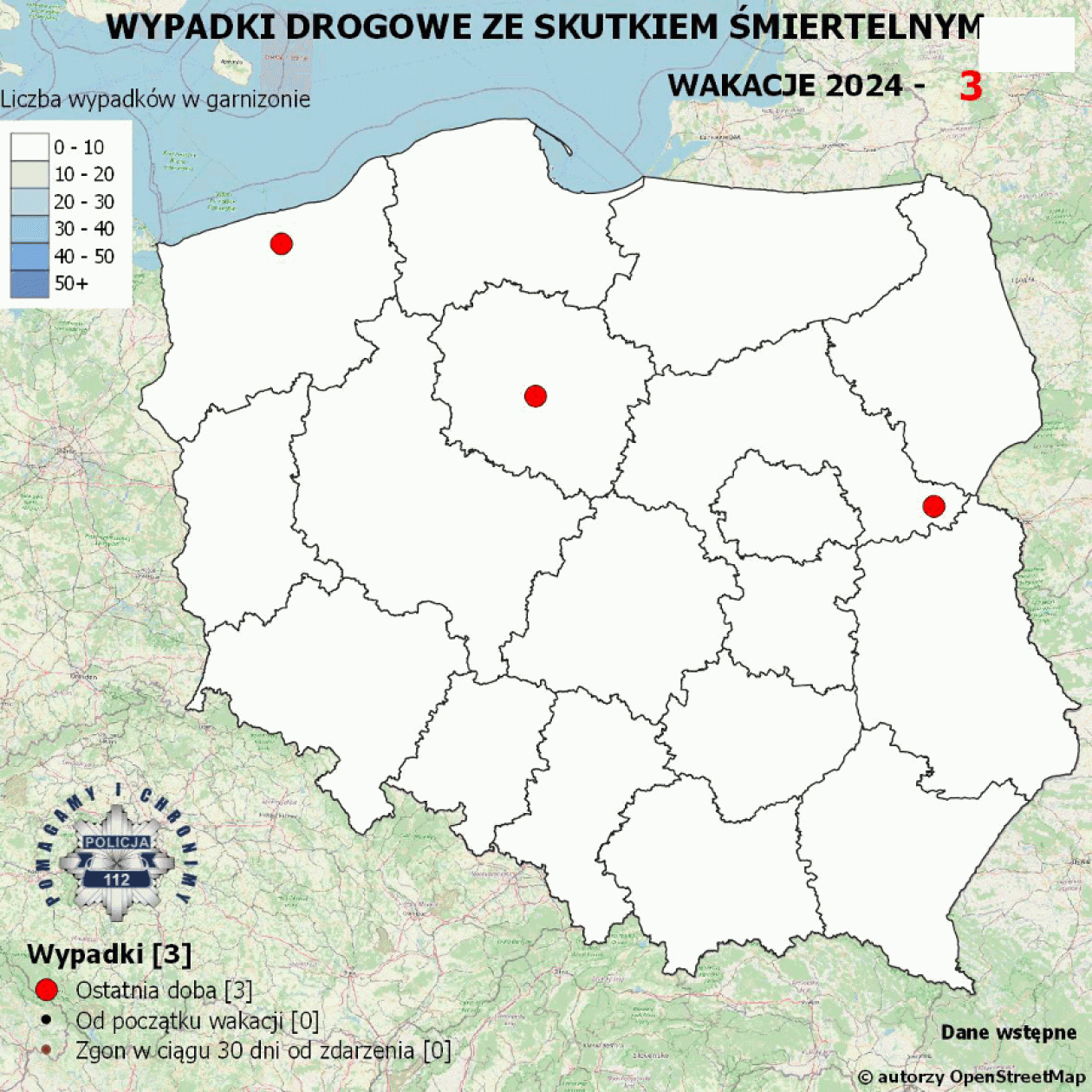 Smutna Mapa Polski: codzienny bilans śmiertelnych wypadków drogowych