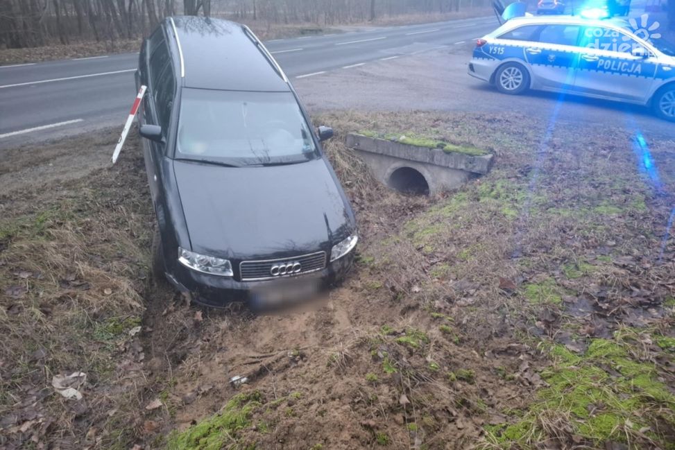 3,5 promila w wydychanym powietrzu. Wpadł, bo wjechał do rowu