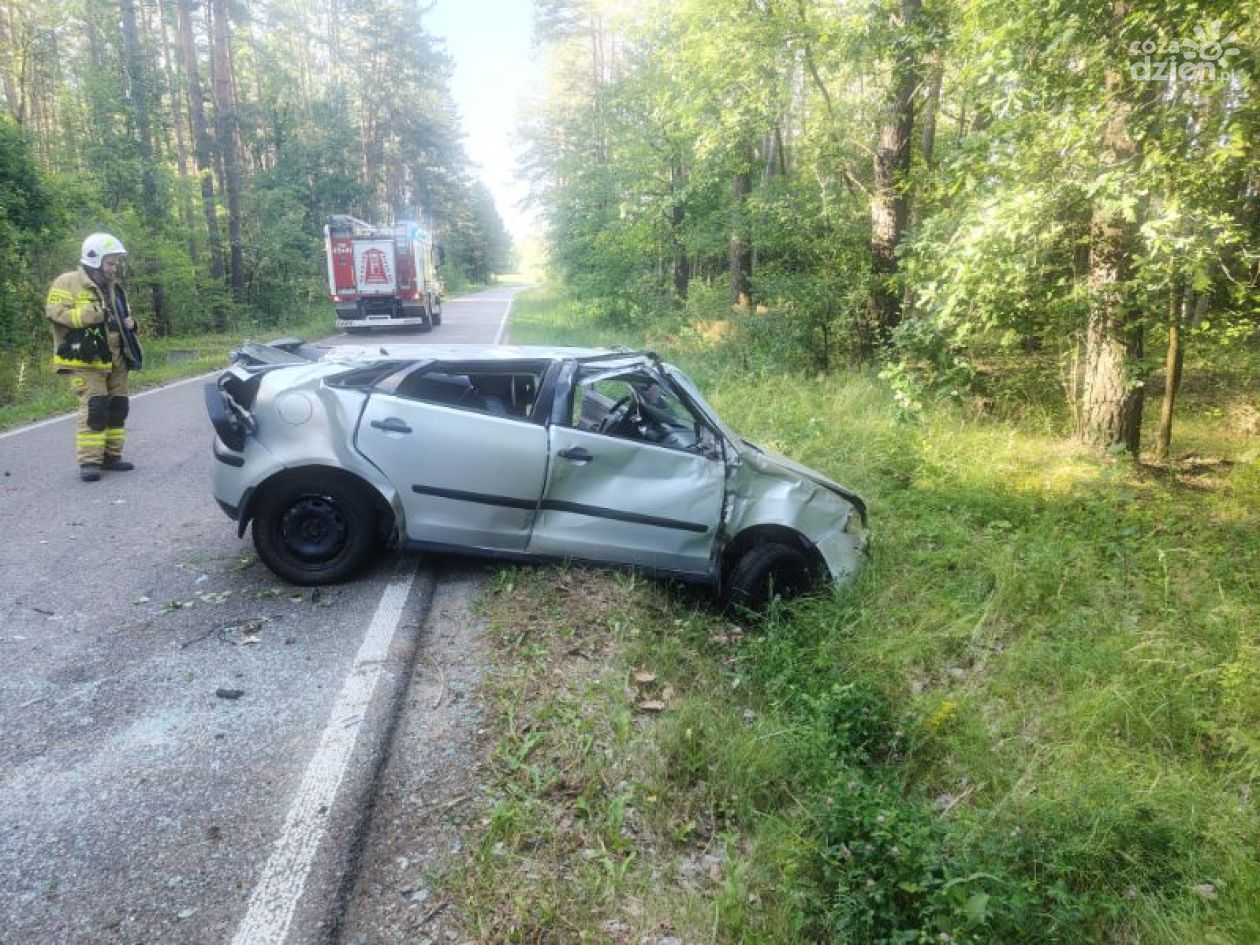Wypadek w Sulerzyżu: Młody kierowca dachował